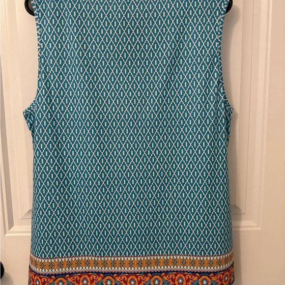 Etcetera Women's Teal, Orange, & Pink Geometric Tank Top - Picture 2 of 3